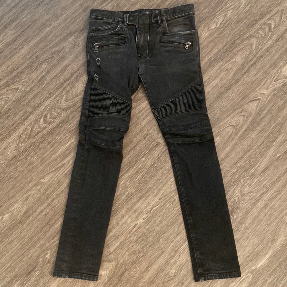 Balmain biker slim fit jeans size 30. Black. Used